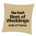 The Knot Best of Weddings Hall of Fame award badge